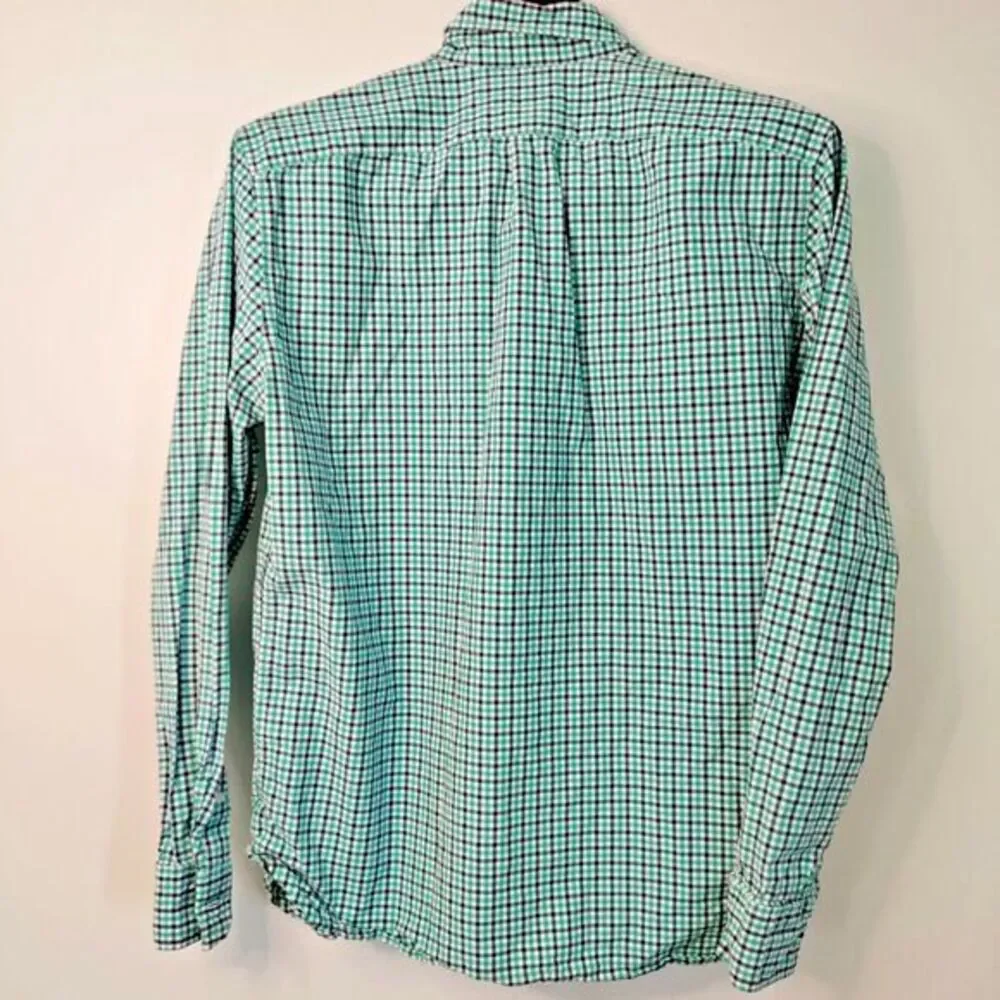 J. Crew Men M Slim Fit Green Plaid Collared Button‎ Down Casual Preppy Y2K Shirt